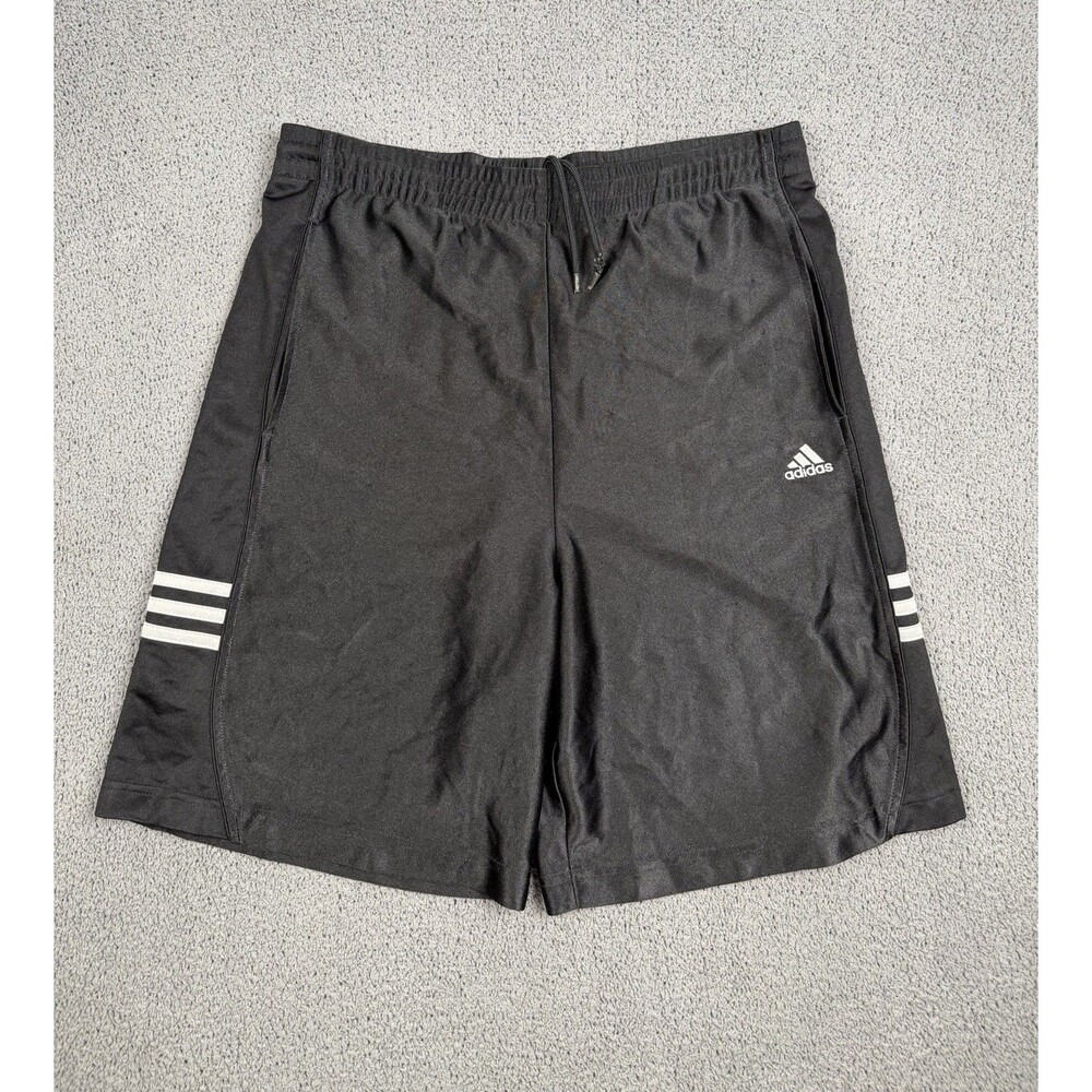 Adidas Shorts Mens XL Black Shiny Dazzle Basketball Athletic Baggy Silky
